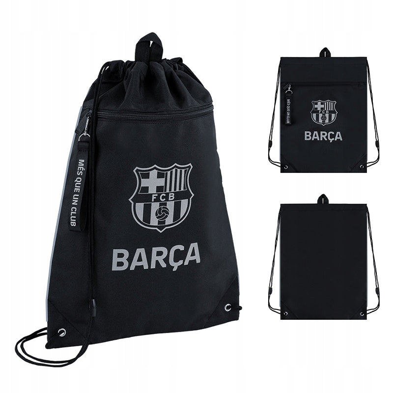 Czarny worek gimnastyczny Kite z herbem FC Barcelona.