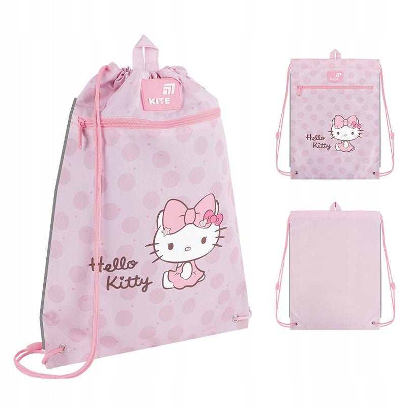 Różowy worek gimnastyczny Kite z grafiką Hello Kitty.