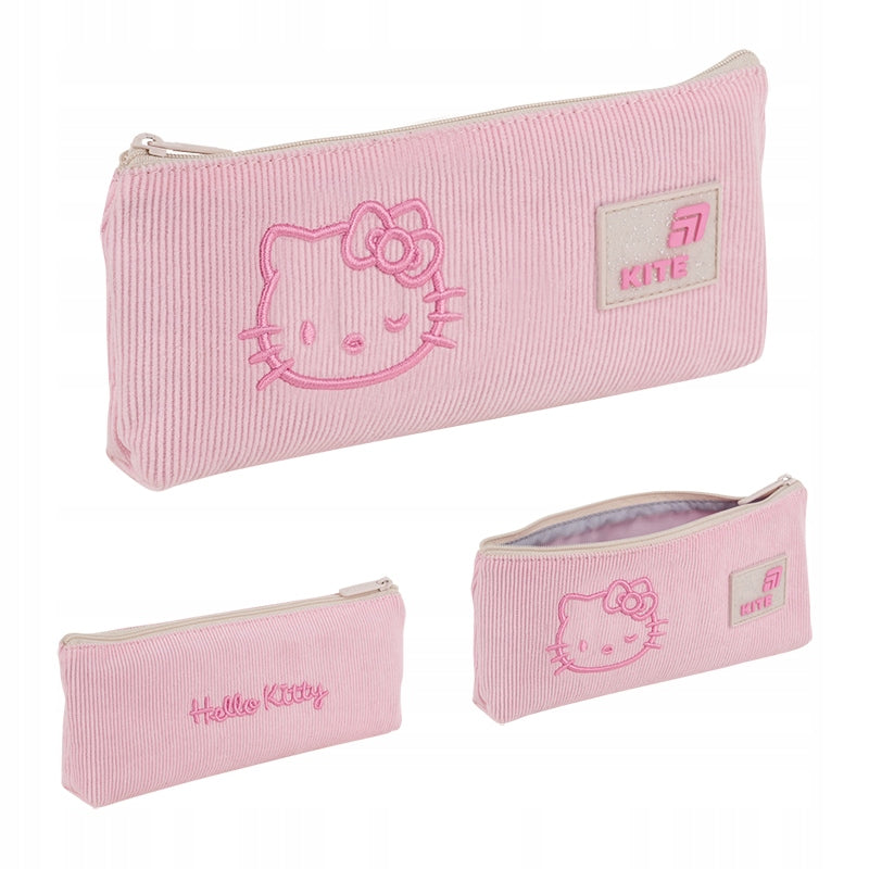 Różowy piórnik szkolny Kite Hello Kitty HK26-680-2 – widok z każdej strony.