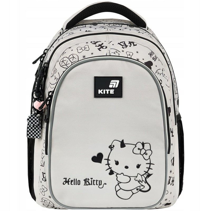 Plecak szkolny Kite Hello Kitty z wypukłym nadrukiem 3D i ozdobnym brelokiem.