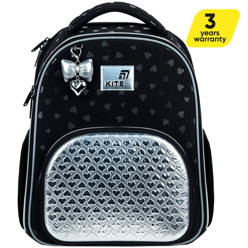 Aktovka školská ortopedická pre dievčatá 6–12 rokov Kite Black&Silver