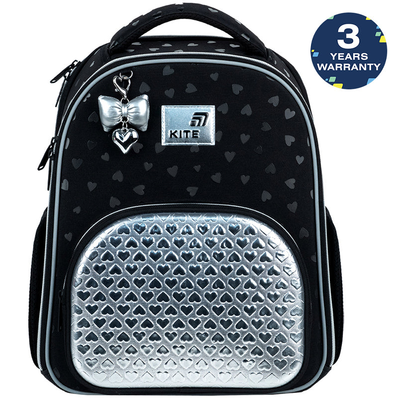 Aktovka školská ortopedická pre dievčatá 6–12 rokov Kite Black&Silver