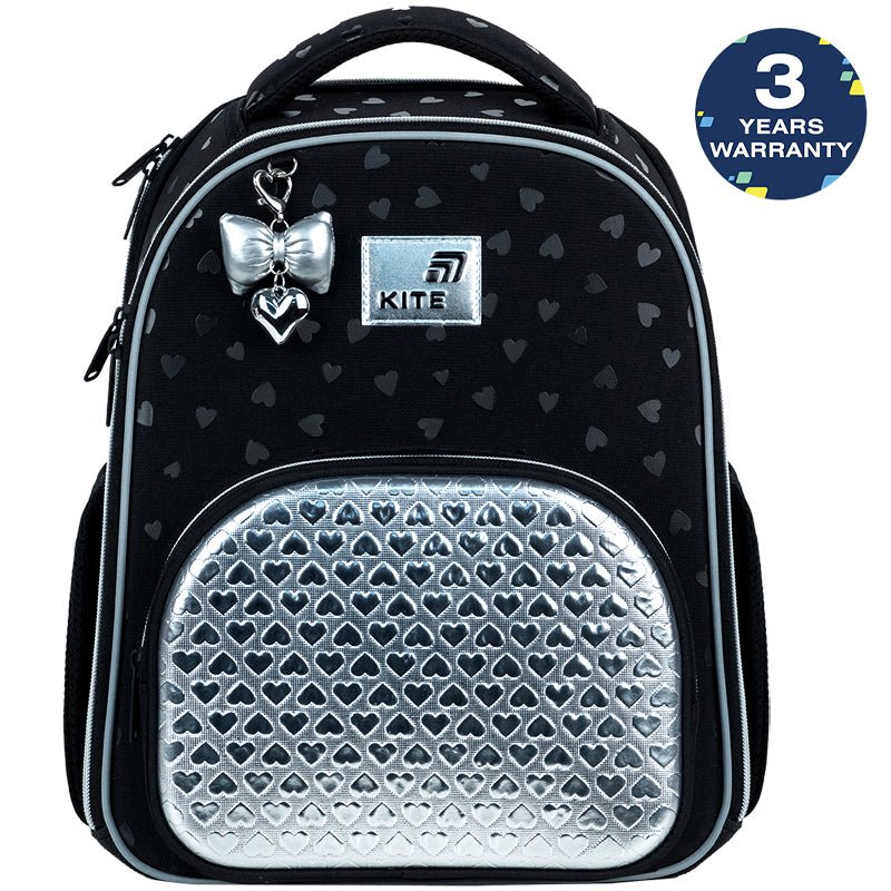 Aktovka školská ortopedická pre dievčatá 6–12 rokov Kite Black&Silver