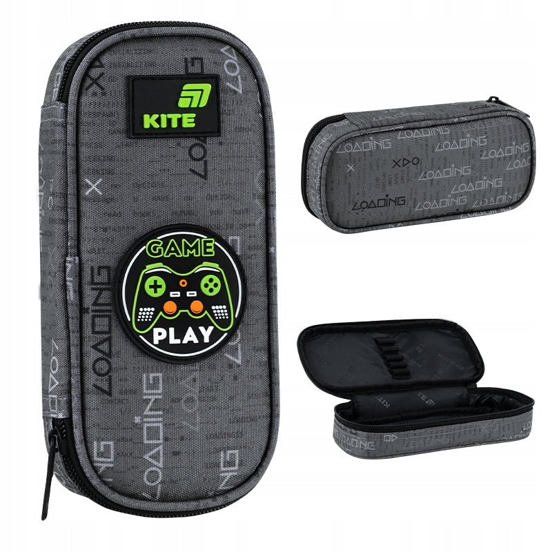 Usztywniany piornik dla chlopca Kite Game Play widoczny z każdej perspektywy.