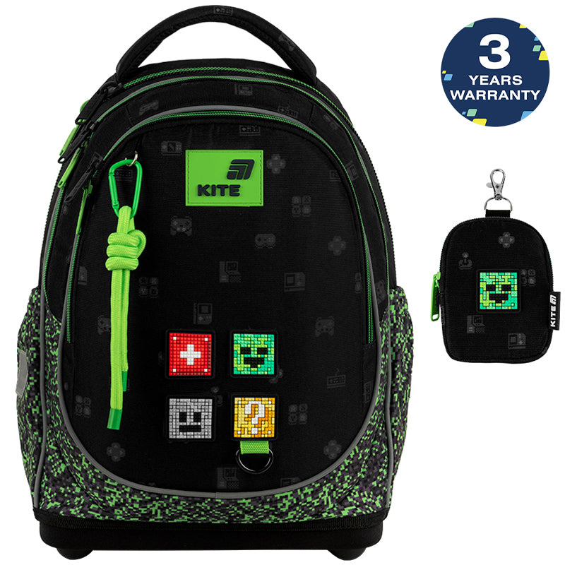 Ortopedický školský batoh Kite Pixel čierny pre chlapcov 1. – 4. ročník
