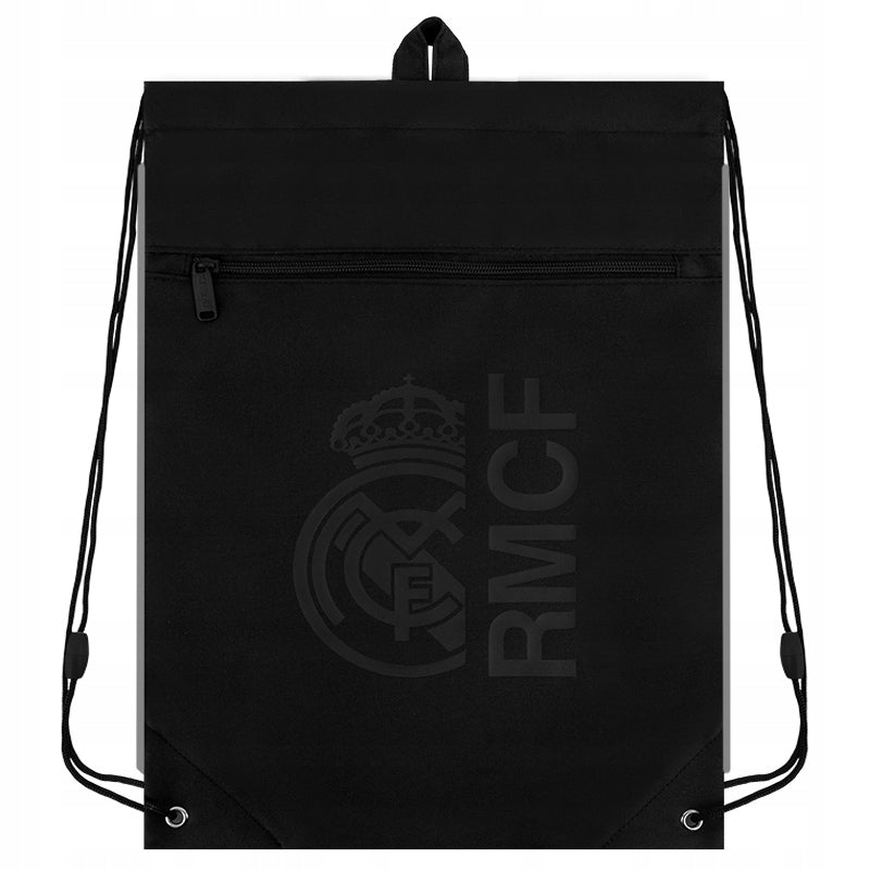 Czarny worek na buty Kite z logo Real Madrid i efektem 3D.
