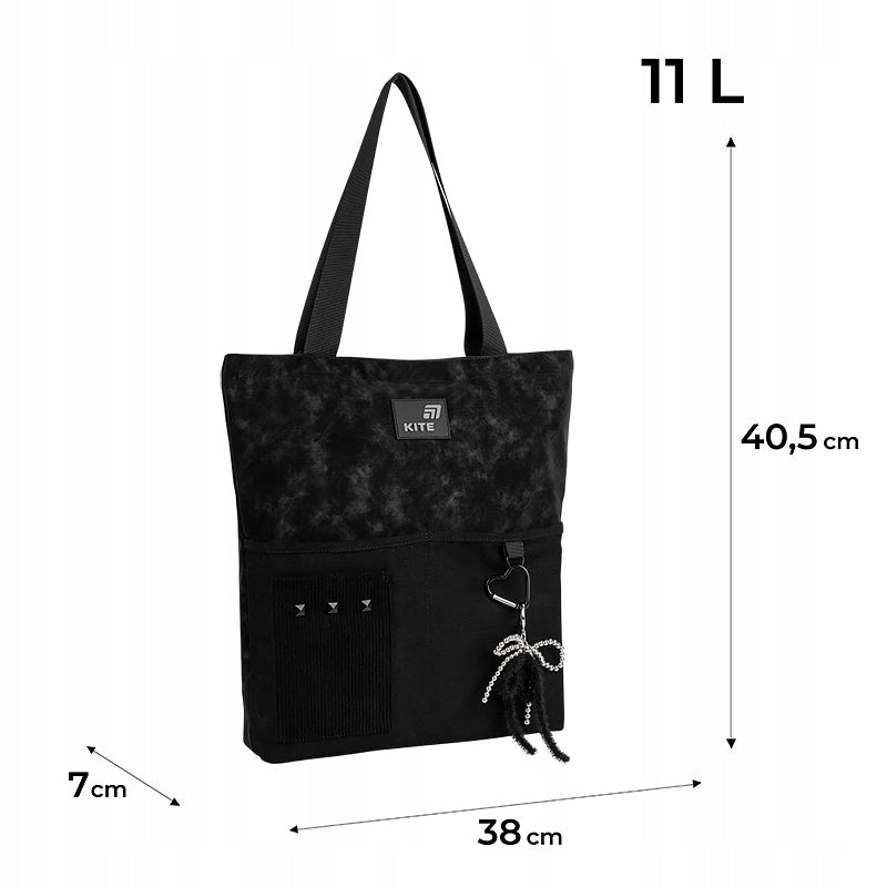 Wymiary czarnej torby shopper Kite