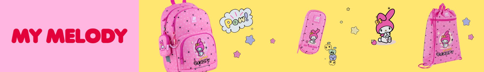 Kolekcja My Melody Kite: plecaki i akcesoria. Pastelowy design, styl i funkcjonalność dla dziewczynek do szkoły.