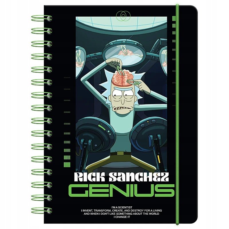 Notatnik spiralny Kite Rick and Morty z twardą okładką i gumką