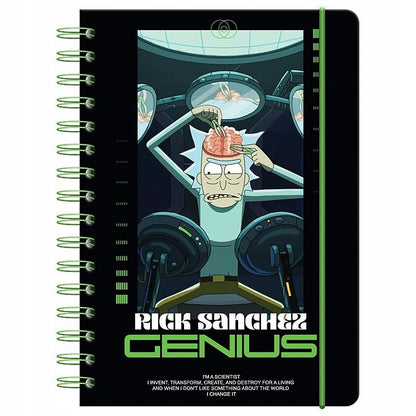 Notatnik spiralny Kite Rick and Morty z twardą okładką i gumką