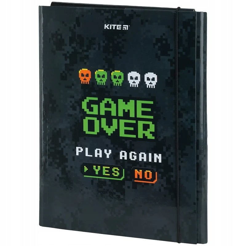Teczka z gumką A4 czarna Game Over Kite