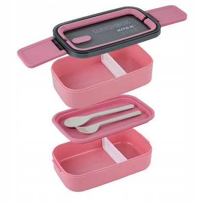 Lunchbox Kite K23-183-3 z rozłożonymi elementami, pojemnik na śniadanie z przegródkami