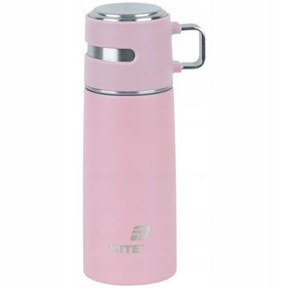 Termos z kubkiem dla dzieci metalowy różowy 350 ml Kite