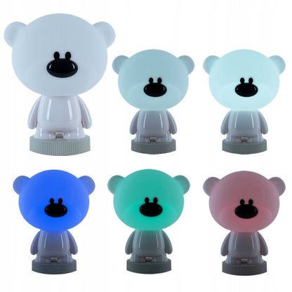 Lampa nocna biala misiek dla dzieci kolorowe swiatlo