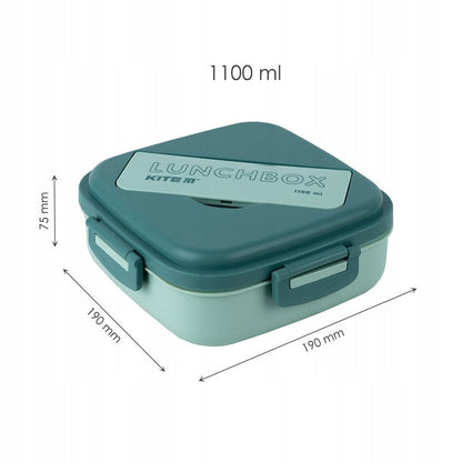 Lunchbox ze sztuccami na 3 komory 1100ml zielony