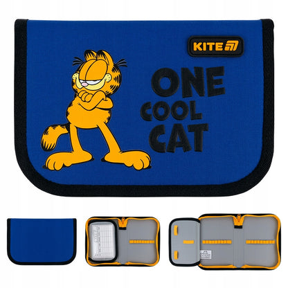 Niebieski piórnik Kite Garfield GF26-621 – ujęcia z różnych stron.