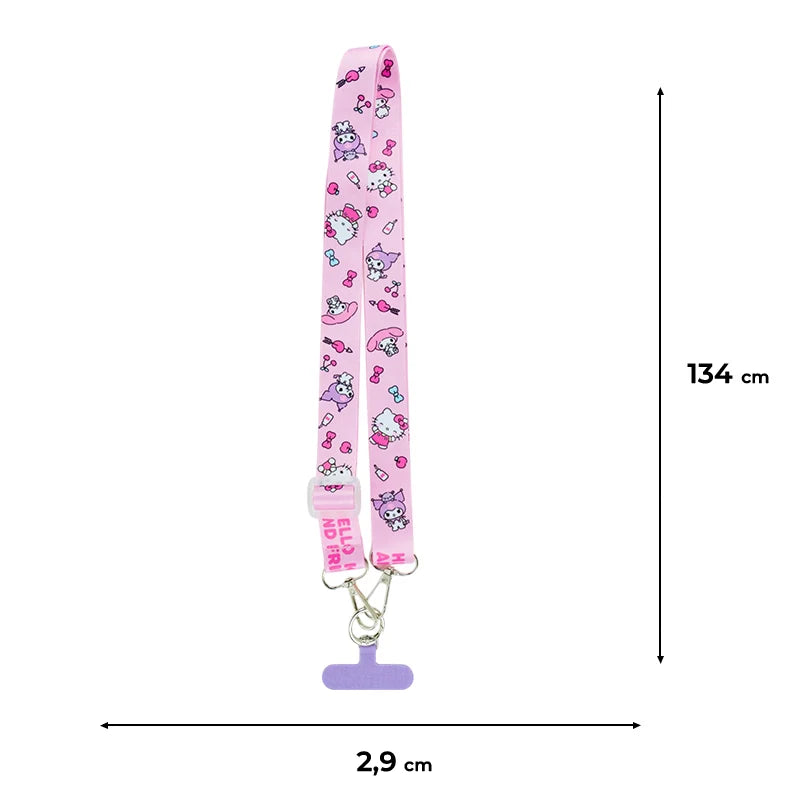 Schemat wymiarowy paska dziecięcego Kite Hello Kitty 134 cm długości i 2,9 cm szerokości