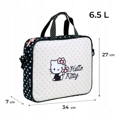 Dokładne wymiary torby szkolnej A4+ Hello Kitty 34x27 cm.