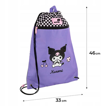 Wymiary 46x33 cm worka sportowego Kite Kuromi — infografika.