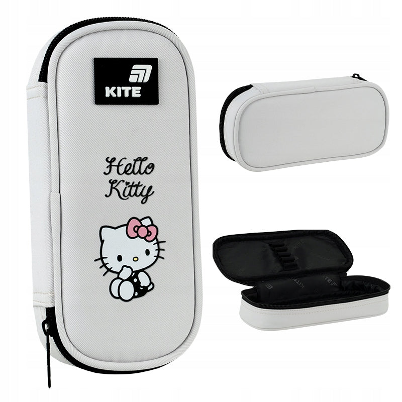Szary piórnik saszetka Kite Hello Kitty widok z każdej strony.