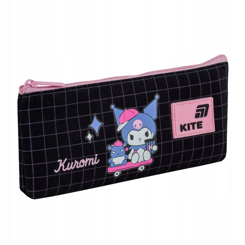 Front saszetki z wypukłym nadrukiem 3D Kuromi — modne piórniki dla nastolatków.