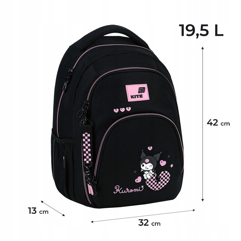 Infografika z wymiarami plecaka HK26-905M, wagą oraz informacją o wzroście od 130 cm.