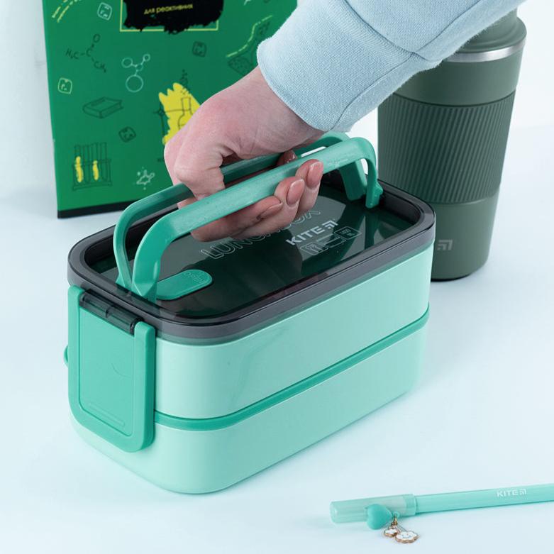 Lunchbox Kite K23-183-2 podwójne z nadzieniem 1400 ml, zielony