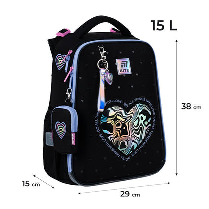 Kite K25-531M-2 – tornister z ramą i stylowym designem, z portfelem w bonusie, dla 6-10 lat.