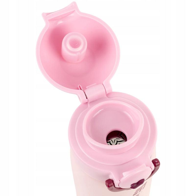 Stalowe sitko-filtr do zaparzania ziół i owoców w różowym termosie Kite