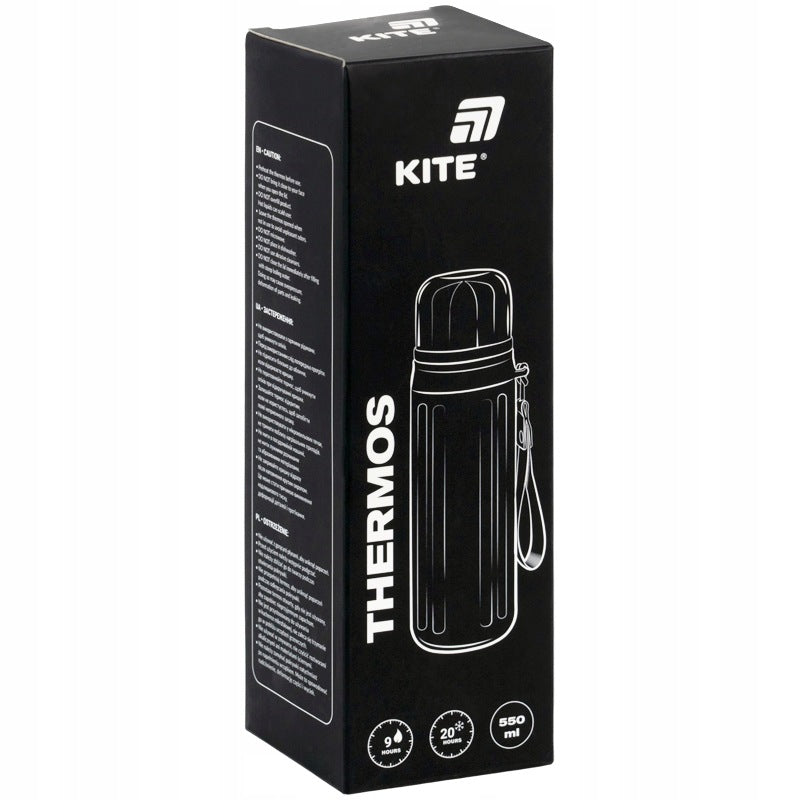 Biały termos ze stali nierdzewnej Kite 550 ml spakowany w estetyczne pudełko