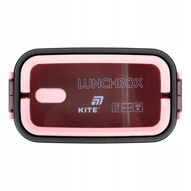 Różowy lunchbox Kite z transparentną kryszkową.