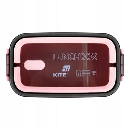 Różowy lunchbox Kite z transparentną kryszkową.