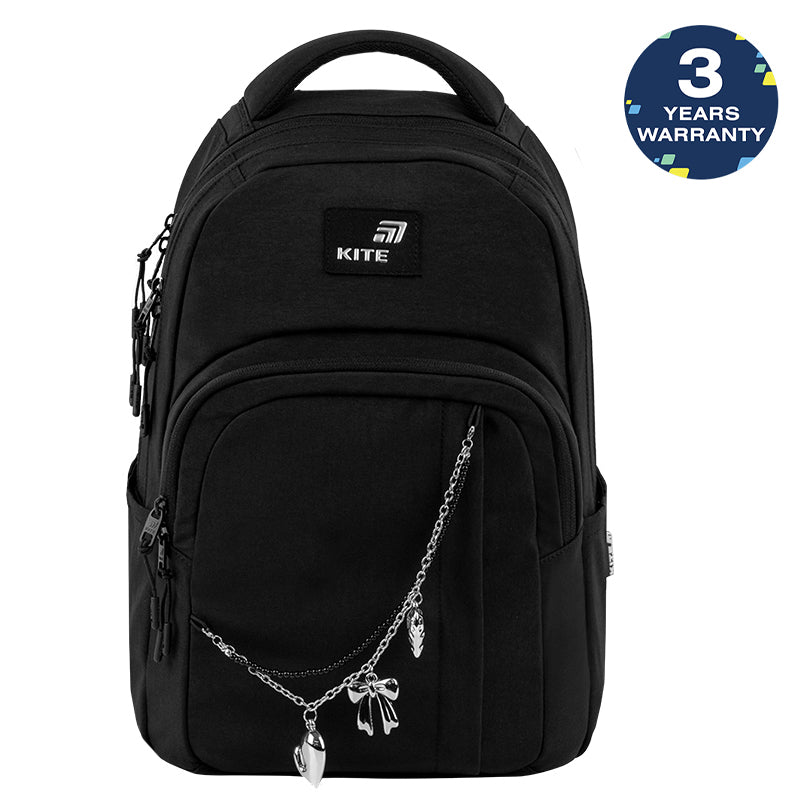 Ľahký batoh školský čierny pre dievčatá 9–12 rokov Kite Black&amp;Charm