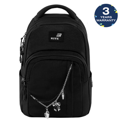 Ľahký batoh školský čierny pre dievčatá 9–12 rokov Kite Black&amp;Charm