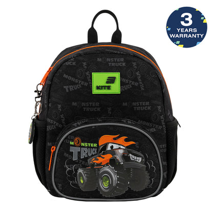 Batoh predškolský Kite Kids Monster Truck čierny pre chlapca s príveskom do prípravky
