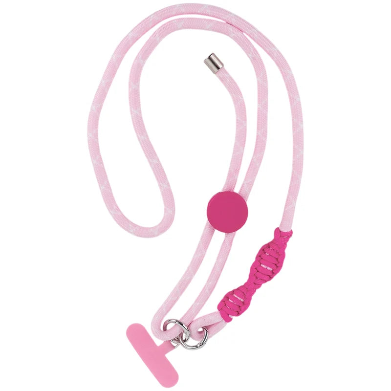 Różowy pleciony pasek na szyję do telefonu Kite crossbody z karabińczykiem