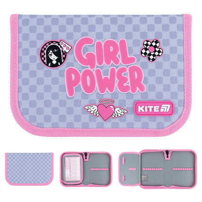 Piórnik Kite K26-621-5 Girl Power w kratkę – ujęcia z różnych stron.