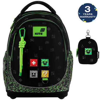 Ortopedický školský batoh Kite Pixel čierny pre chlapcov 1. – 4. ročník