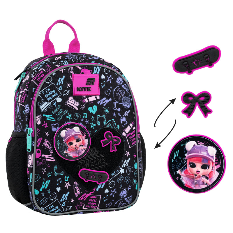 Batoh predškolský Kite L.O.L. Surprise! pre dievčatá ľahký s nášivkami