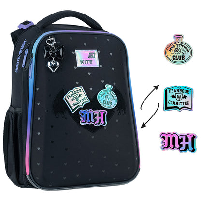 Ortopedická školská taška pre dievčatá 1. – 4. ročník so záplatami Monster High Kite