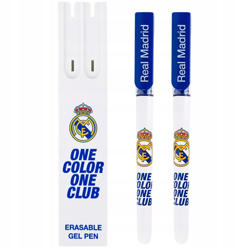 Długopisy ścieralne RL26-069 na licencji Real Madrid z niebieskim tuszem.