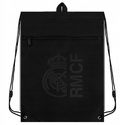 Czarny worek na buty Kite z logo Real Madrid i efektem 3D.