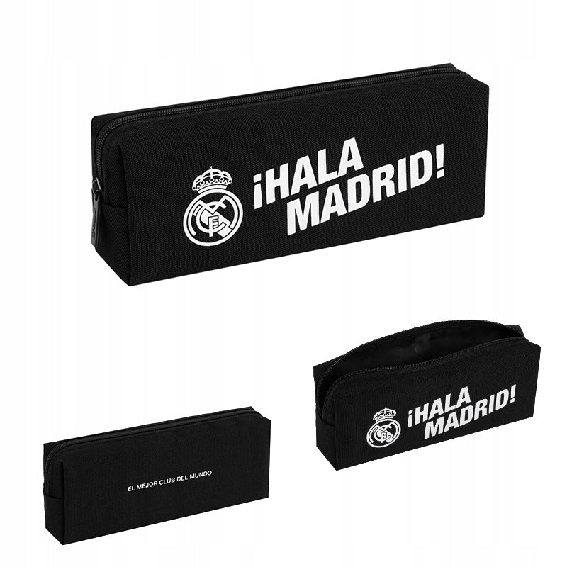 Zamknięty piórnik z wypukłym nadrukiem 3D Real Madrid.