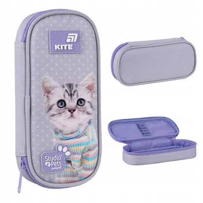 Piórnik saszetka Kite Studio Pets z kotkiem widok z każdej strony.