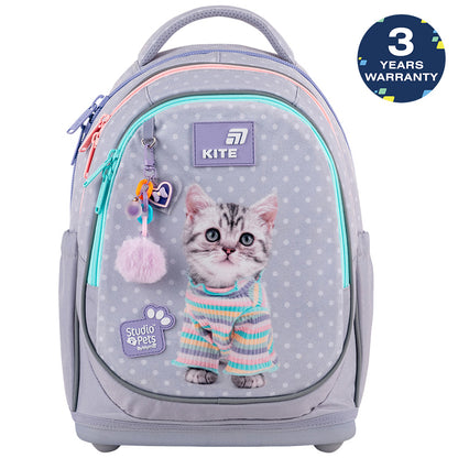 Batoh školský ortopedický pre dievčatá Studio Pets Kite s mačiatkom