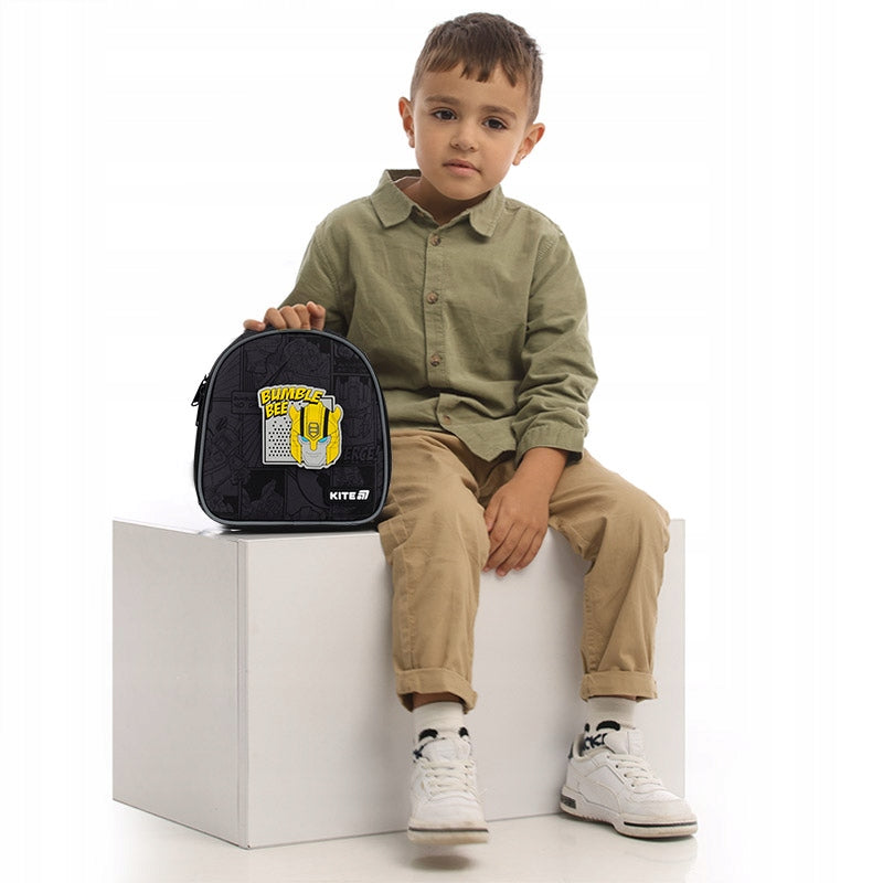 Plecak Kite z motywem Transformers i gumowymi elementami na rzep.