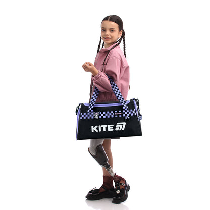 Torba czarna sportowa Kuromi Kite dla dziewczynek do szkoły