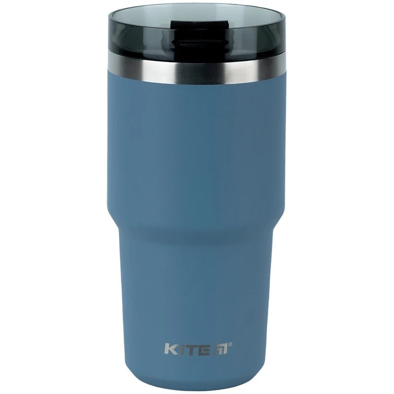 Kubek termiczny ze słomką ustnikiem 600 ml szary