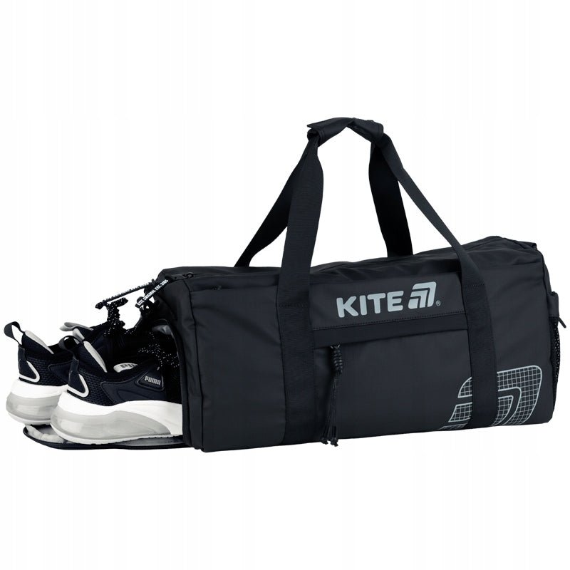 Kompaktowa torba sportowa K25-2530-1 w czerni, z ergonomiczną nakładką na uchwyty, na trening i podróże