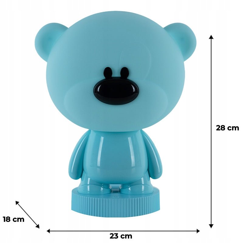 Lampa nocna dla dziecka niebieska misiek  rozmiary 